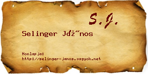 Selinger János névjegykártya